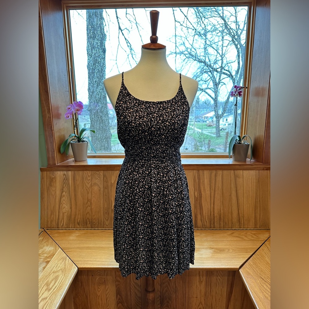 American Eagle Outfitters Black Floral Mini Dress L NWT